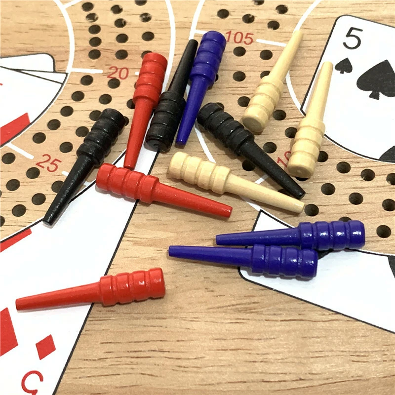USA Durable 12Pcs Wooden Pegs for 1/8 Hole Cribbage Board -Red-Blue-White-Black - Image 2 of 4