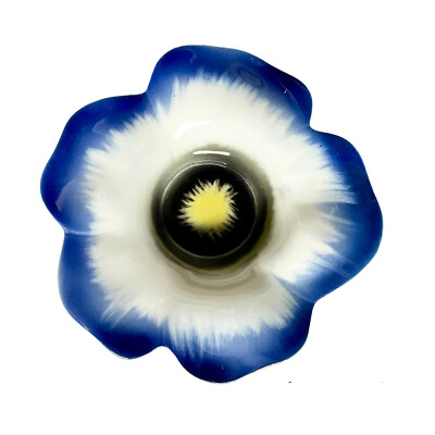 Wagner & Apel,Porzellan Thüringen, Teelichthalter, Teelicht Blüte,Blau,70s Style