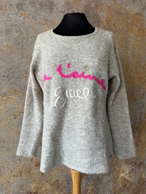kuscheliger Pullover von der Marke Grace  Beige Grau meliert Gr. S Wolle Mix