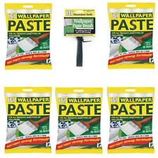 Wallpaper Paste & Paste Brush 5 12 Pint Bags Of Paste Holds Up To 50 Rolls DIY