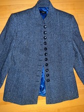 Harris Tweed Jacket By Mark, Autumn Winter Blue Tweed Button Up Blazer Eu 44