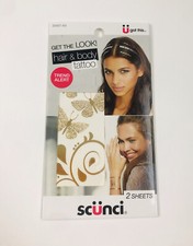 Scunci Hair  Body Tattoo Gold Butterfly Assorted 2 Sheets 20457-A3