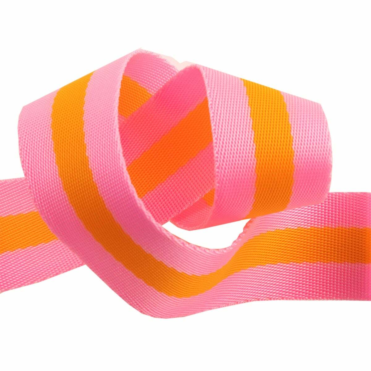 Renaissance Ribbons Tula Pink Webbing - 1 Inch Wide Orange Striped Nylon Ribbon (2 Yard Bundle)