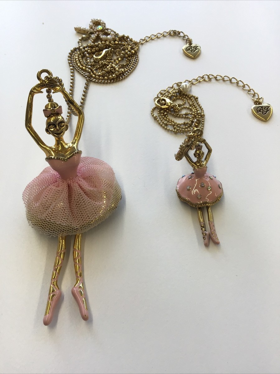 Betsey Johnson VINTAGE Costume Jewelry Pink Ballerina w/ Pearl