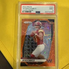 2024 PANINI PRIZM LAZER PRIZM #347 JAYDEN DANIELS ROOKIE RC PSA 9 COMMANDERS