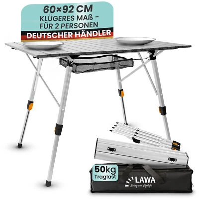 LAWA LIVING AND LIFESTYLE Campingtisch faltbar höhenverstellbar 2 Personen Alu Klapptisch Balkontisch