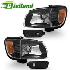 For 2001-2004 Toyota Tacoma Headlights+Corner Signal Lights+Bumper Lamp Black