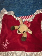 Rudolph Clarice Baby's First Christmas 13" by 13" Security Blanket / Lovey