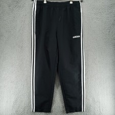 Adidas Warm-Up Training Open Hem 3 Stripes Black Track Pants Mens M