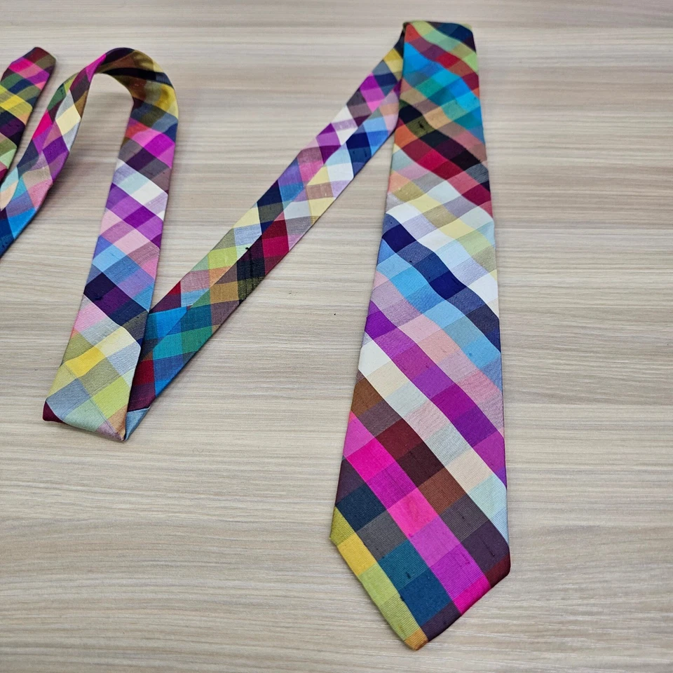 Corbata para el Cuello Hombres JOS A BANK Púrpura Rosa Multi Cuadros Ajustada Fiesta Madras Foto 2 de 4