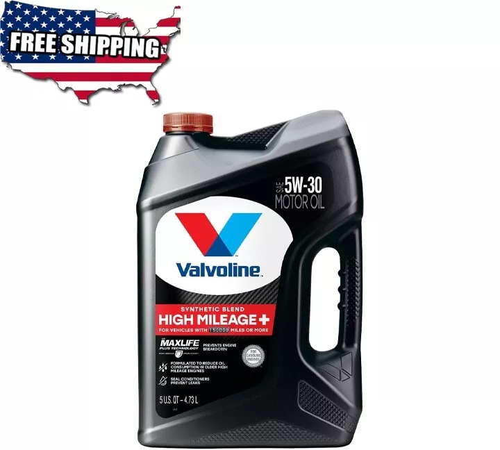 SAE 5W 30 5 QT Valvoline High Mileage 150K with Maxlife Plus
