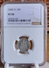 1845-O ~ Rare Date ~ Liberty Seated Dime 10c ~ NGC VF20