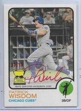 2022 TOPPS HERITAGE RED INK PATRICK WISDOM AUTO SIGNED ROA-PW #D/73 CHICAGO CUBS