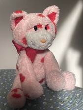 RARE Russ Berrie Luv Pets Pink Heart Cat Bean Bag Plush 5