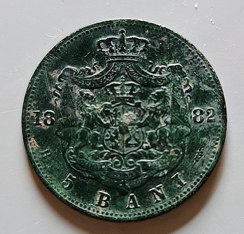 Coin Authentic Romania 5 Bani 1882 Carol I Cooper - Picture 2 of 4