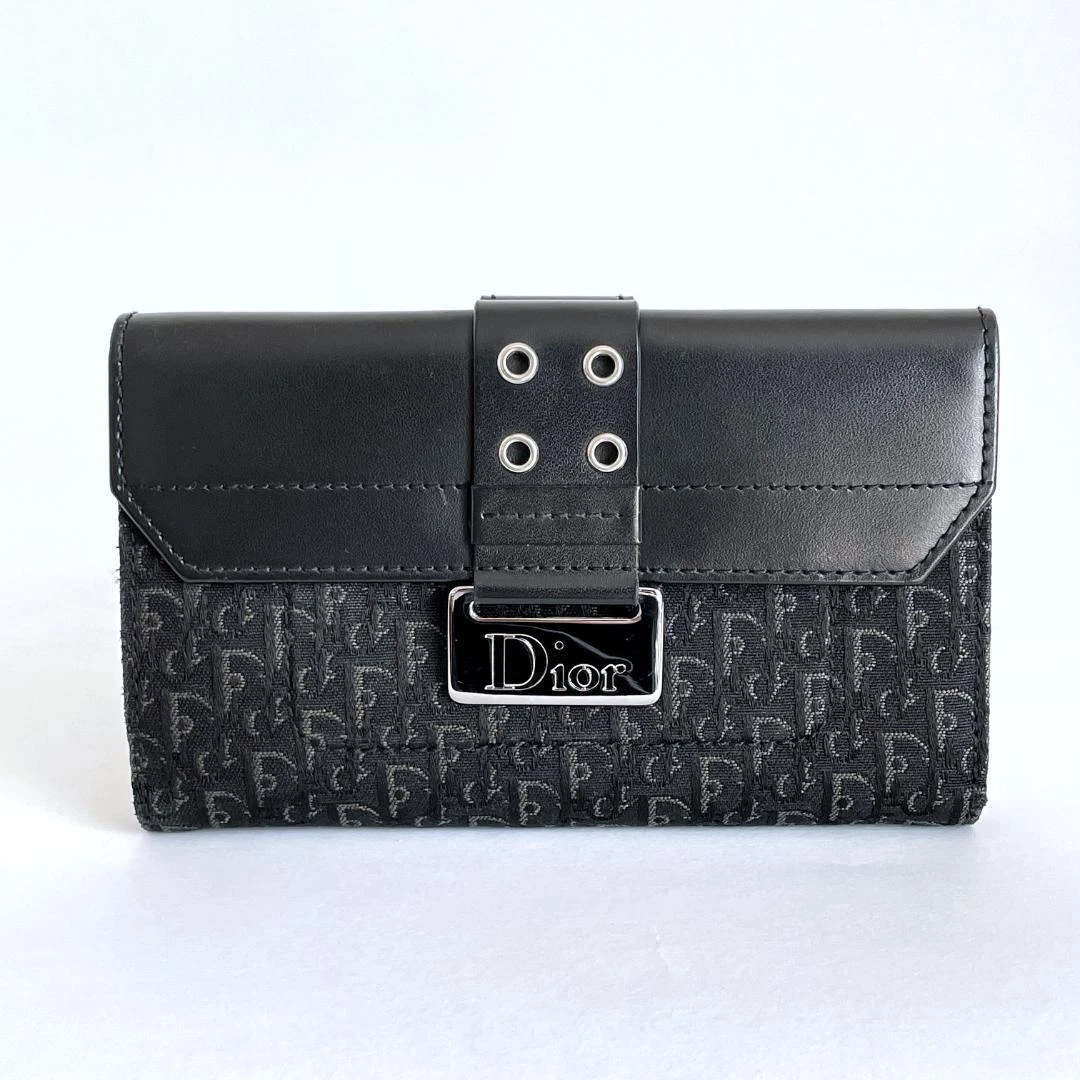 Portefeuille long noir Christian Dior Jacquard