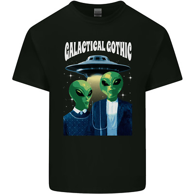 Galactic Gothic Lustiges Alien UFO Goth Herren Baumwolle T-Shirt Tee Top