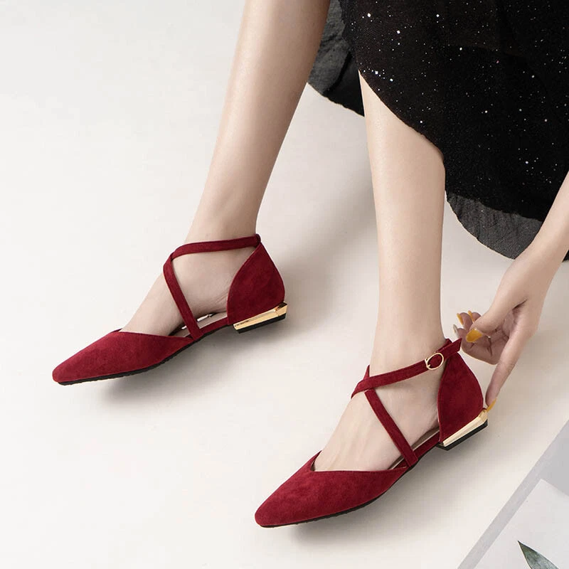 Pointed strappy flats clearance