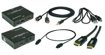 4K HDMI Audio-Extraktor + 1x 1,5m HDMI, 1x 1,5m Toslink, 1x 1,5m Klinke-Kabel #