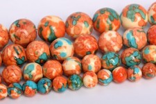Orange  Blue Rain Flower Jade Beads Grade AAA Round Loose Beads 4/6/8/10/12MM