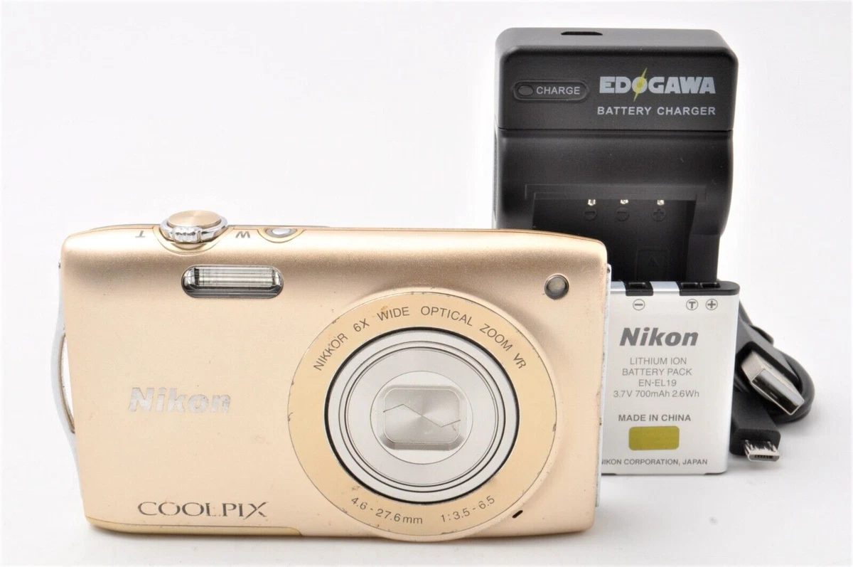 Nikon COOLPIX S3300 16.0 MP Digital Camera w/battery Gold from