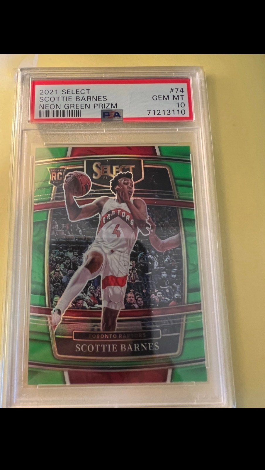 2021 Select Scottie Barnes Neon Green prizm concourse PSA 10 /75 RC Low Pop GEM