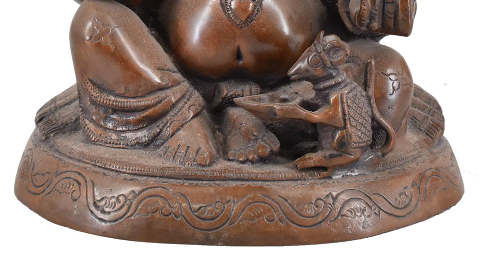 Estatua grande de latón Ganesha Whitewhale Ganesh Idol-Dios de éxito hindú decoración del hogar Foto 4 de 4