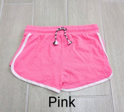 Girls Cotton Plain Regular Fit Elastic Waist With Drawstring Shorts for 4Y-14+