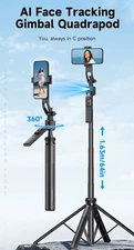 Face Tracking Tripod 360 Rotating iPhone Camera Stand Selfie Stick w/Remote