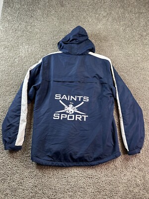 Macron Jacket Womens Medium Blue Saint Sports Fleece Lined Windbreaker Full Zip