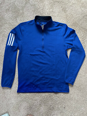 Adidas Performance Herren 3-Streifen Midweight 1/4 Zip Blau Golf Pullover Sweater