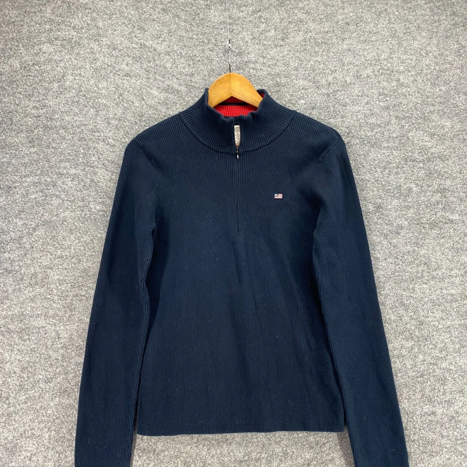 Suéter Pullover Ralph Lauren Niños Azul Tejido Cuello Alto Cremallera Manga Larga Algodón Foto 3 de 4