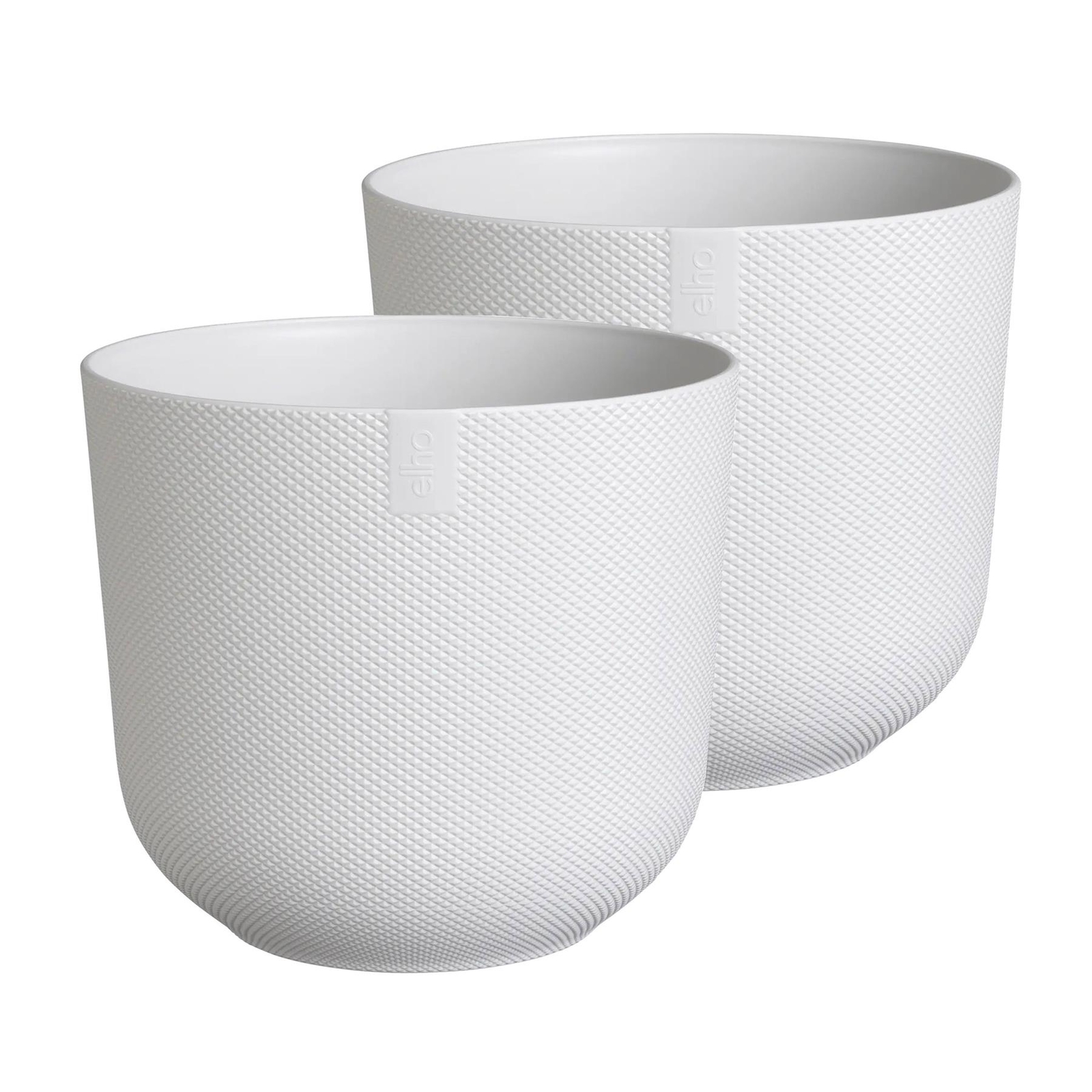 Elho Jazz Recycled Plastic Large Round Plant Pots - White - 26cm Set of 2