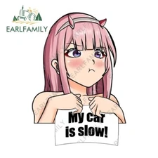 EARLFAMILY 5.1" Zero Two My Car Is Slow Car Sticker Occlusion Scratch Motorcycle