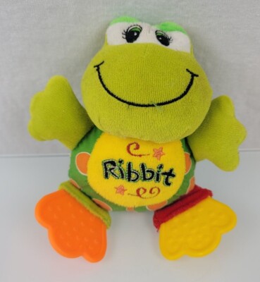 Kids 2 Grow Plush Frog Teething Rattle Jingle Chime Baby Toy Ribbit