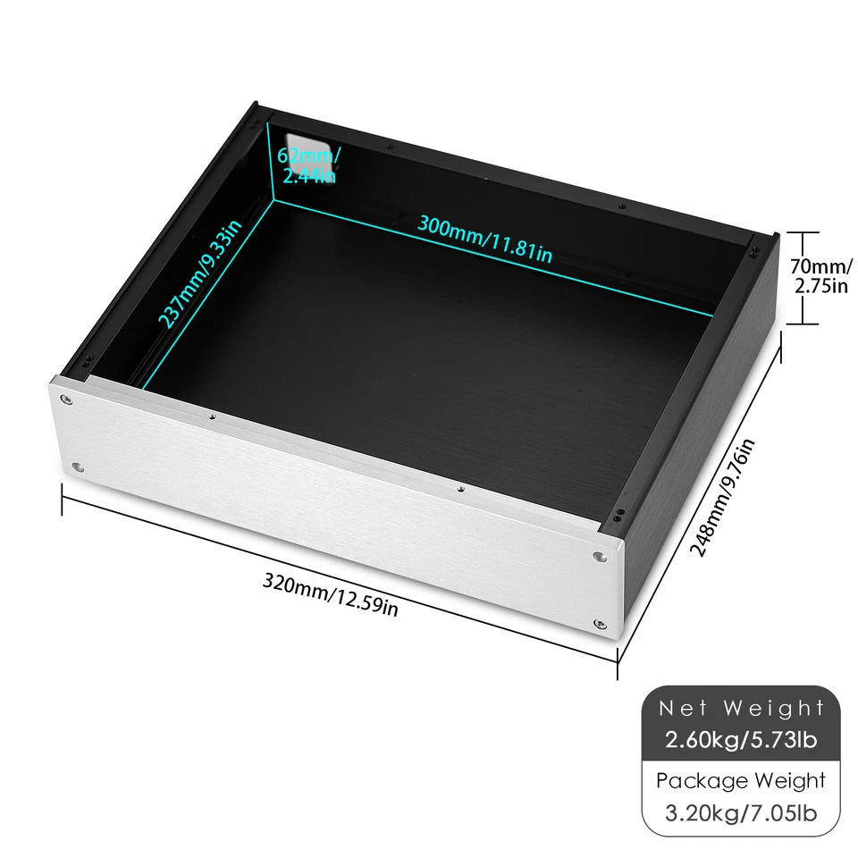 HiFi Aluminum Verstärker Gehäuse Metal Case DIY Amplifier Chaissis Enclosure - Bild 2 von 4