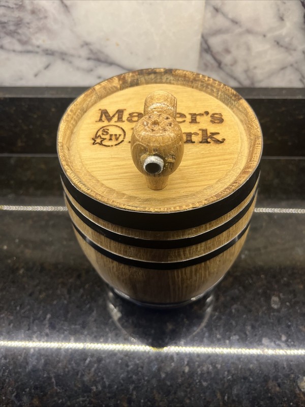 Wooden Whiskey, Barrel Maker’s Mark Wooden Whiskey Barrel 9.5”Lx6.5”W