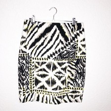 WHBM white black green mixed animal print straight skirt size 4