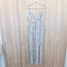 Womens Slip Dress Sz S/M White Red Floral Rose Satin Midi Y2K Romantic Coquette