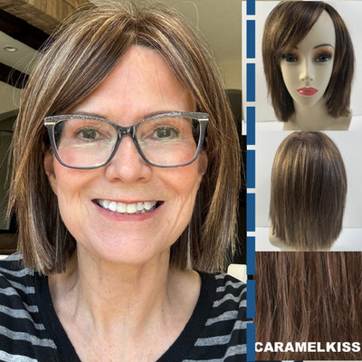 Estetica Ellis Wig Lace Front Mono Caramel Kiss Mono Part Blunt Bob Highlighted