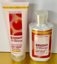 Bath Body Works BRIGHT BREEZY Body Wash and Cream Lotion Set, Fruity Scent
