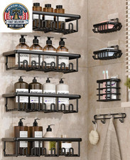 8 Pack Adhesive Rustproof Shower Caddy with Soap Dishes, Toothbrush Holder Hoo
