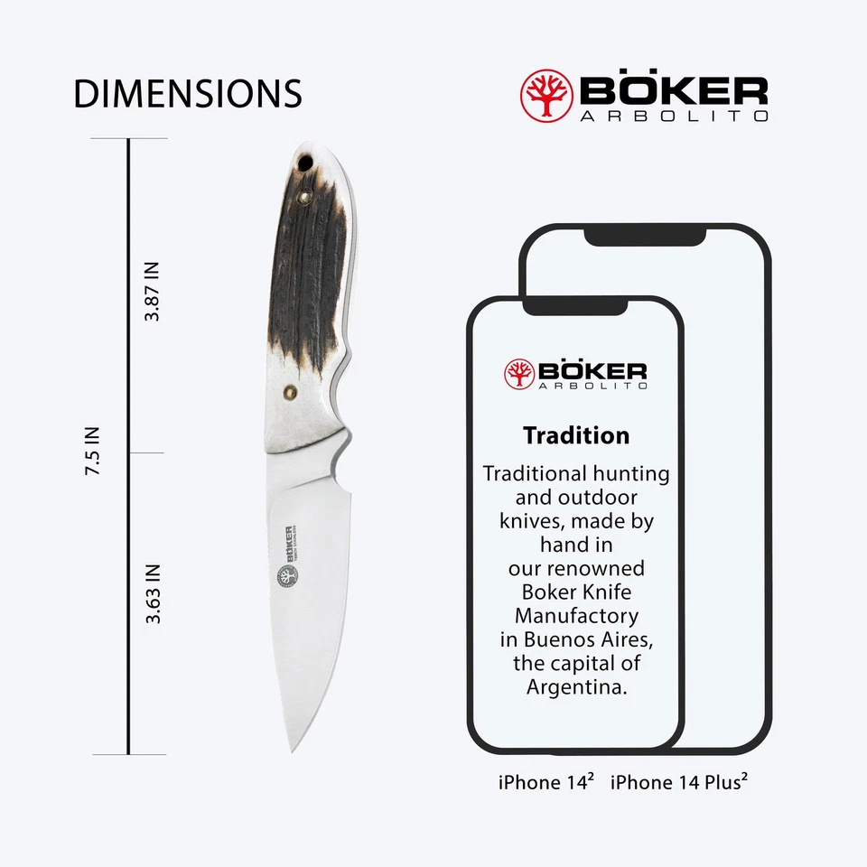 Cuchillo de ciervo Boker 02BA701H Arbolito Pine Creek con 3 5/8 pulgadas Hoja de acero T6MoV Foto 2 de 3