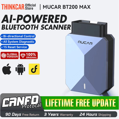  Lifetime Free MUCAR BT200 Max Bi-Directional Diagnostic Scanner 15Resets CANFD