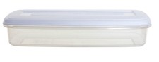 Image of Whitefurze Oblong Plastic Food Tub Bacon Storage Box With Lid 1L 29cm x 12cm