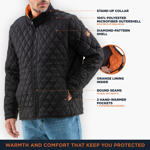 RefrigiWear Lightweight Diamond Quilted Jacket - Men's Versatile Fall Jacket, - Afbeelding 3 van 6
