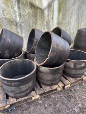 Half Oak Whiskey Barrel Planters Water Feautures Fish Ponds Tables Garden Decor