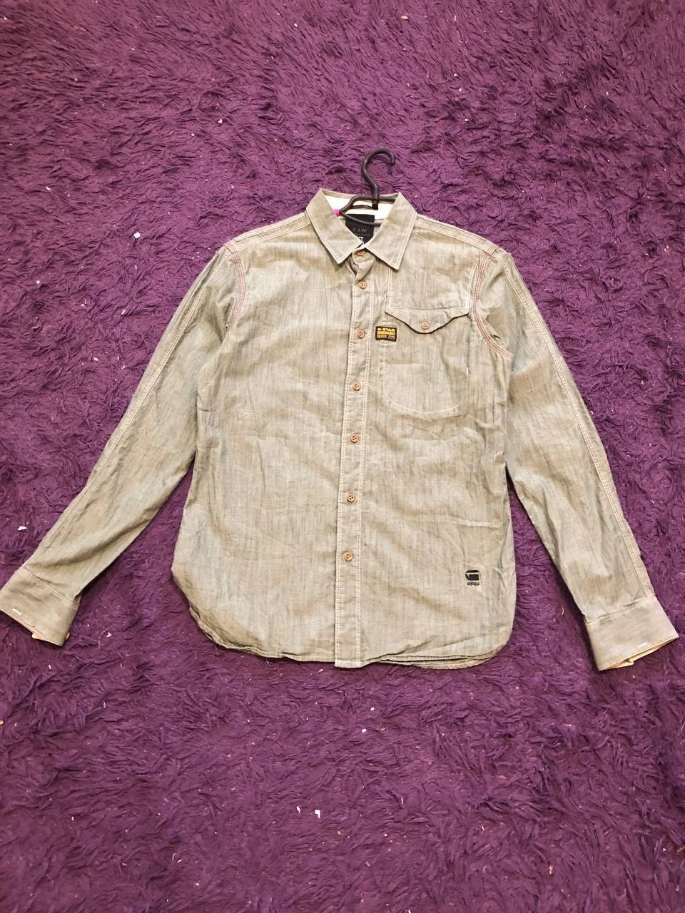 G Star Raw Mens Shirt M Motorcycle Distressed Button Collar Outdoor Rare 90s Y2K