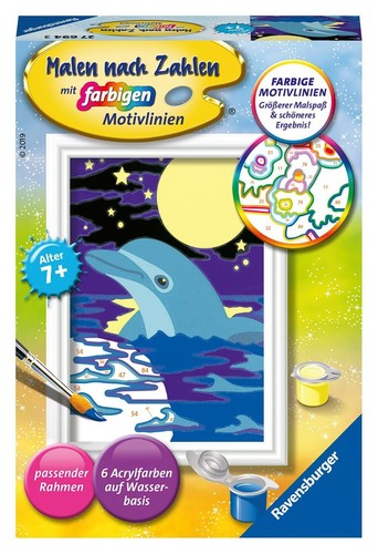 Ravensburger Paint By Numbers 27694 - Little Dolphin - Kids Ages 7 and Up,