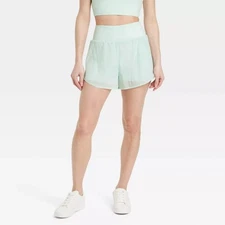 All In Motion Women's Woven High Rise 2 in 1 Run Shorts 3" Mint Green XXL